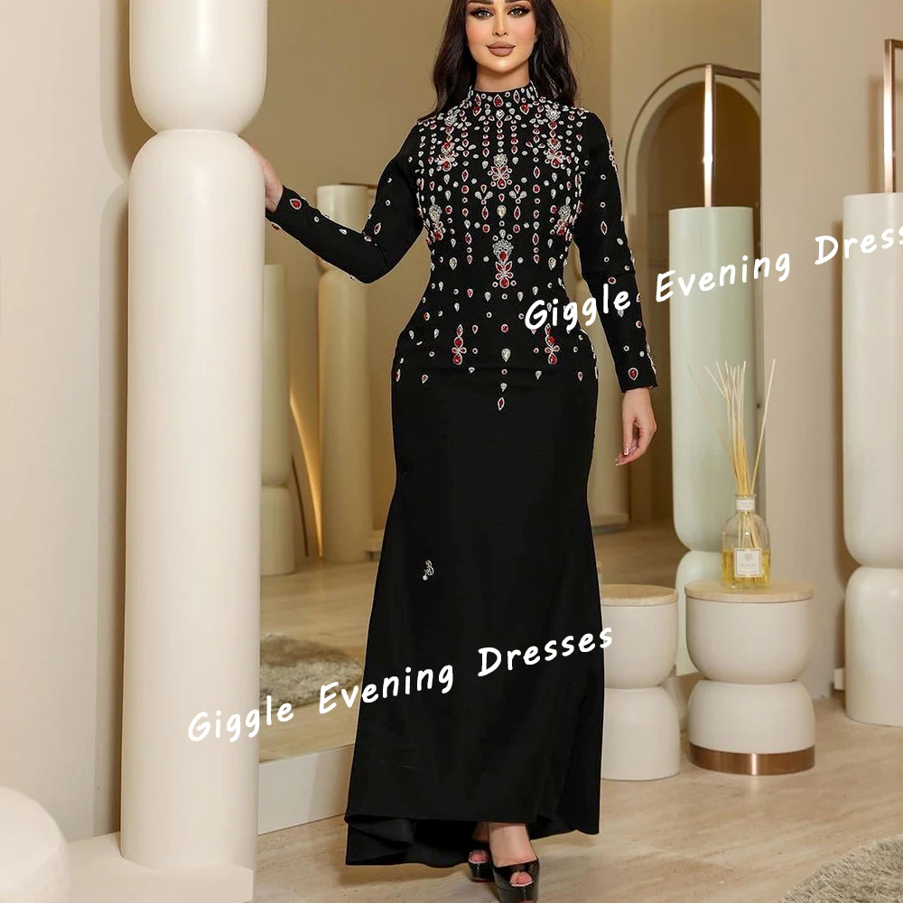 Giggle Crepe O-Neck Nobility Beading Elegance Prom Gown Saudi Arab Fashion Ankle-Length Evening Party Dresses for Women 2024