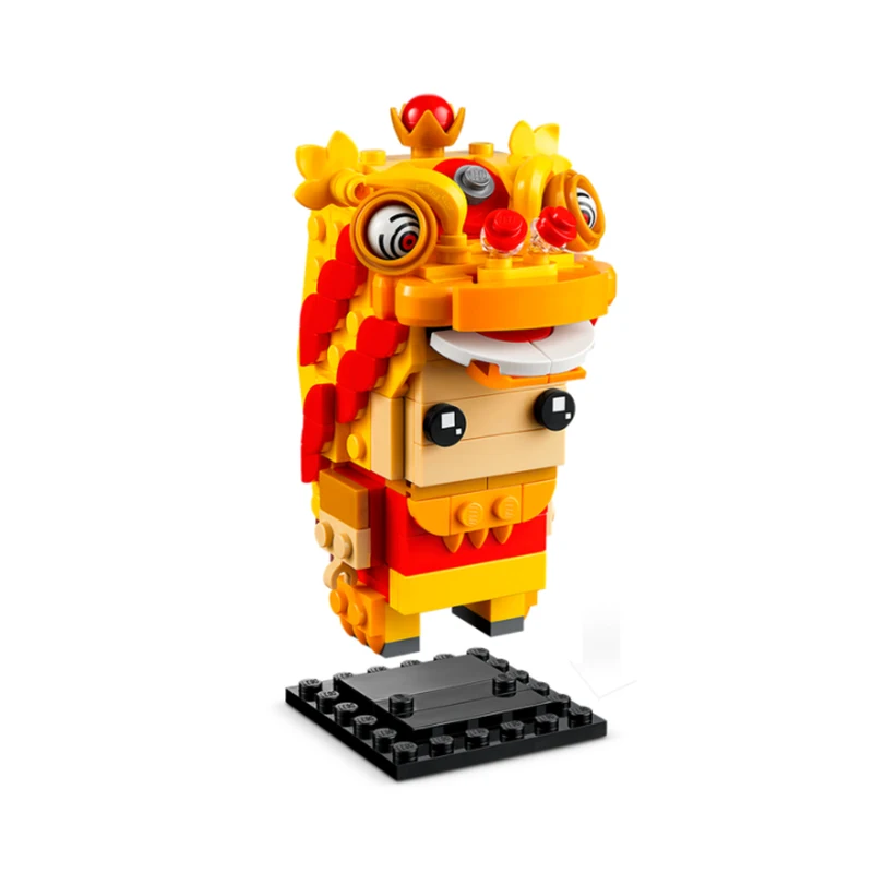 لعبة مكعبات بناء ليغو LG-40540 زخرفة تزيين تمثال رقص الأسد، هدية مكعبات البناء للأولاد والبنات