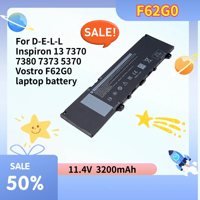 

3200mAh High quality Compatible with D-E-L-L Inspiron 13 7370 7380 7373 5370 Vostro F62G0 laptop battery