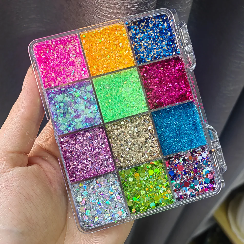 Palette de fard à barrage scintillant pour le corps et le visage, sans logo, paillettes, diamant, bijoux, biscuits, maquillage, étanche, fête, festival