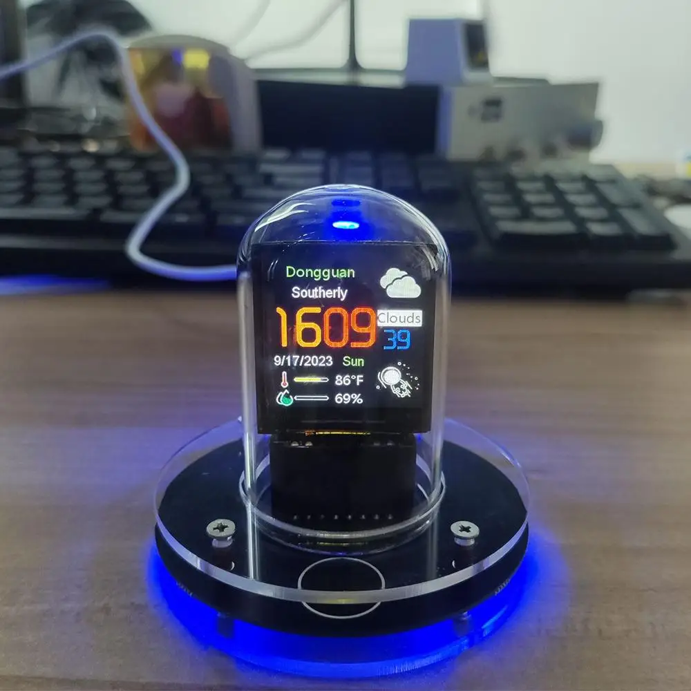 Smart WIFI Networked Nixie Tube Clock Colorful Light Screen Digital Display Date Time Weather Desktop Decorations