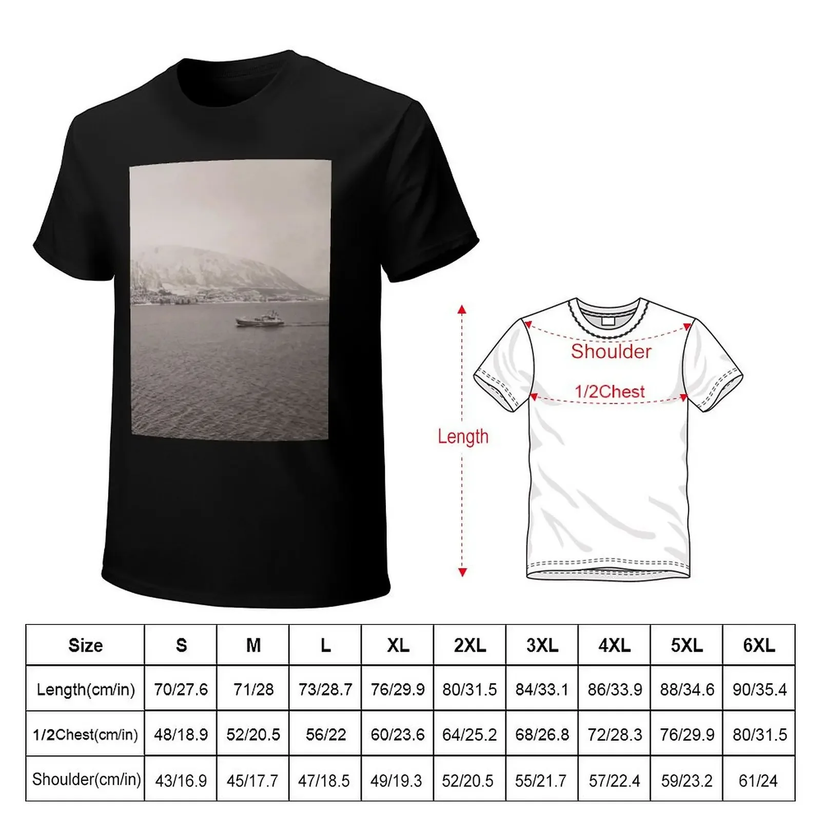 Tromso Lithograph Fishing Boat T-Shirt graphic shirts for a boy shirts men