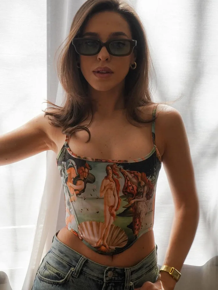 Vintage Print Venus Sexy Corset Crop Tops Body Shaper Women Summer Sleeveless Camisole Hot Lingerie Bustiers Y2k Streetwear - view 2