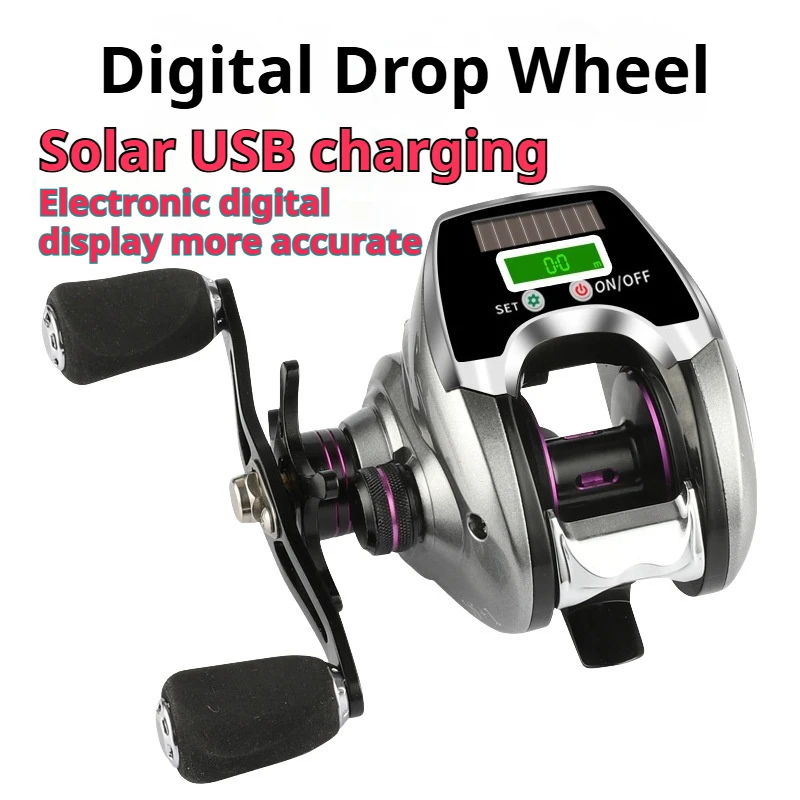 New Solar Charging Road Subwheel Counting Raft Fishing Wheel With Backlit Night Fishing Wheel Digital Display