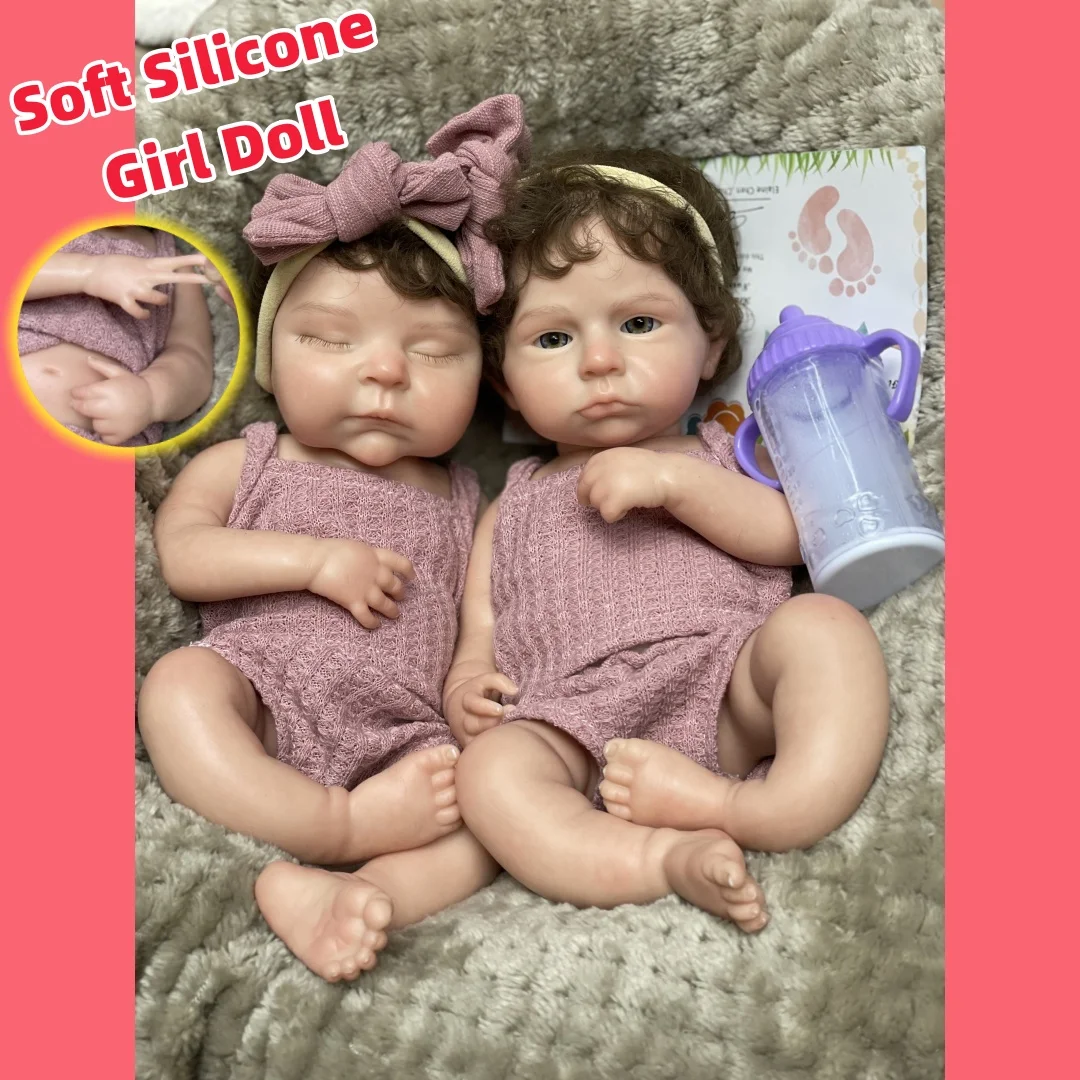 

2 Styels/13Inch Washable Solid Silicone Girls Doll With Rooted Hair Softness Doll Handmade Lifelike Real Bebe Reborn Girl Doll