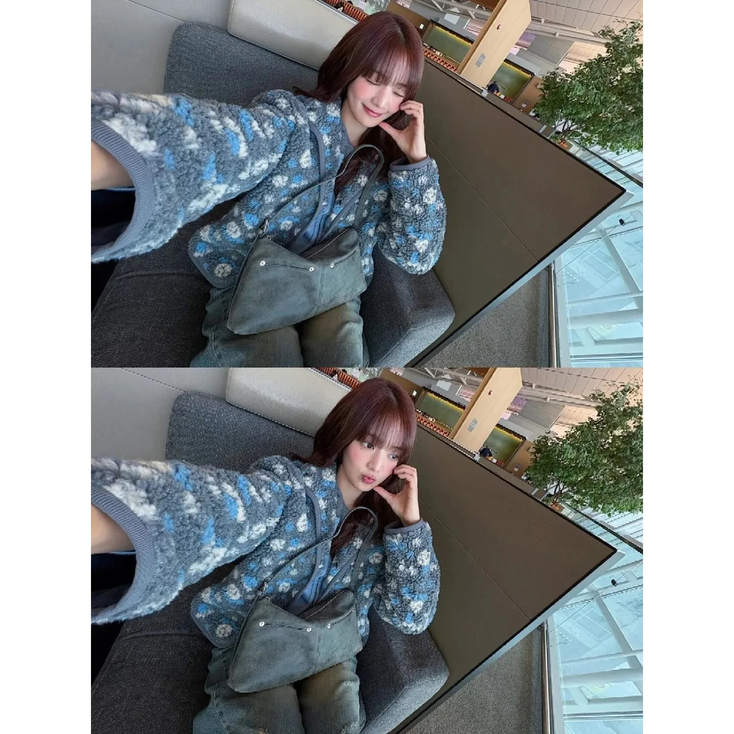 

Rave Minnie Flower Print Fce Jaet 2025 Winter New Arrival Korean Sle Polyester Fabric Ladies ort Coat