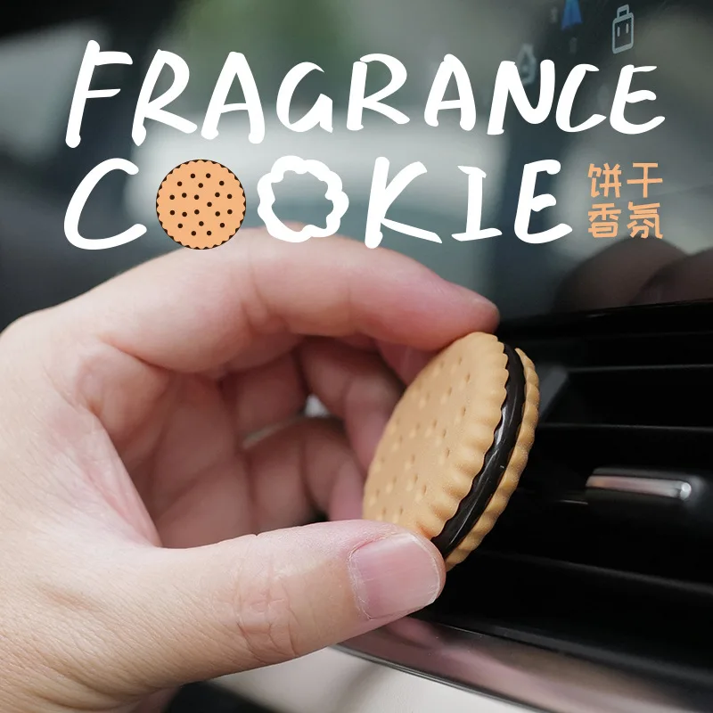 New Simulation Chocolate Butter Biscuits Car Fragrance Cute Mini Car Air Conditioning Vents Solid Aroma Clips Car Interiors