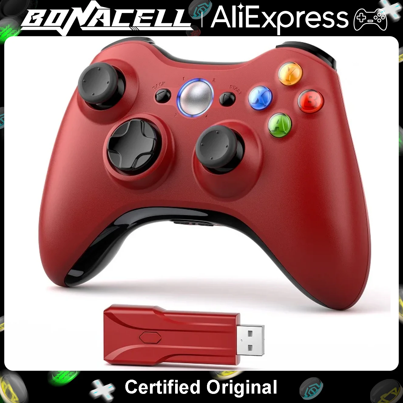 Gamepad für Xbox 360/Slim/Windows 7/8/10, 2,4-GHz-Funk-Controller, Gaming-Joystick, 6-Achsen-Gyroskop, Dual-Vibration, Fernbedienung für Spiele.