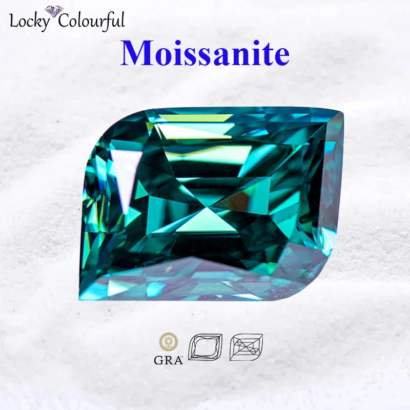 Moissanite Leaf Shape Charms Emerald Green Primary Color VVS1 for Diy Jewelry Making Ring Pendant Materials with GRA Certificate