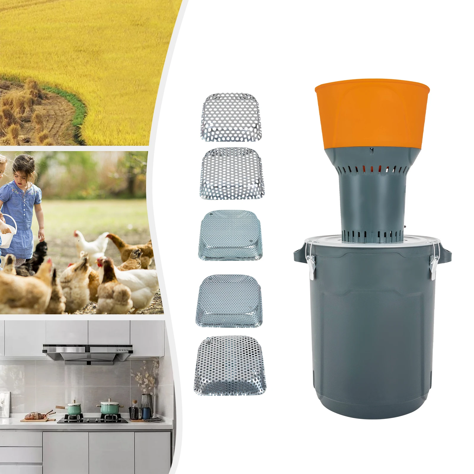 Molinillo de grano eléctrico de 13,2 galones (50L) con 5 tamices, molinillo de maíz/trigo para uso doméstico, granja y pequeñas empresas a granel