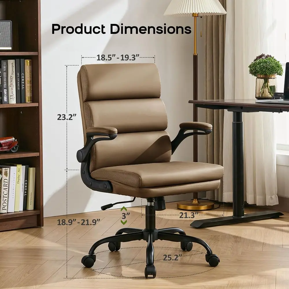 

Chair Adjustable Desk Chair Mid Back Executive Comfortable Bonded Leather Ergonomic Back Support Home Computer Chairs with Padd