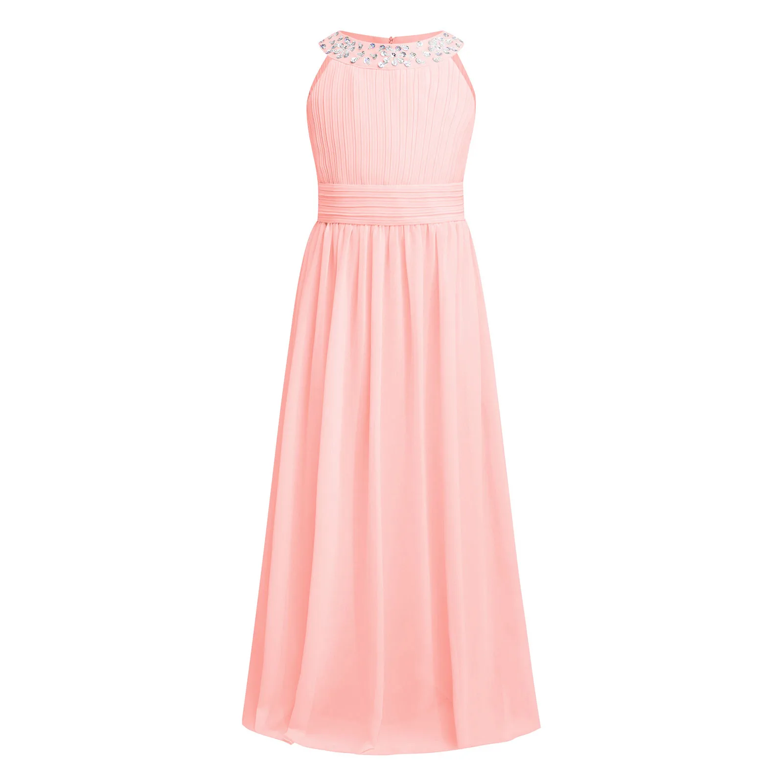 Vestido de princesa para meninas, vestidos de dama de honra, chiffon, primeira comunhão, para casamento, vestido maxi longo