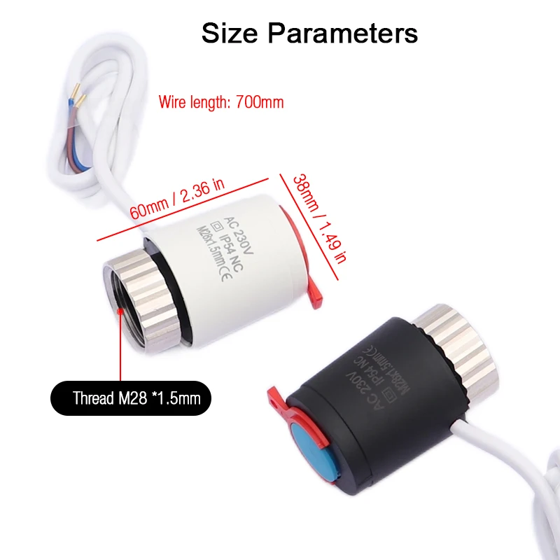 1/5/10 pezzi 230V normalmente chiuso NC M28 * 1.5mm attuatore termico elettrico per riscaldamento a pavimento valvola termostatica del radiatore TRV