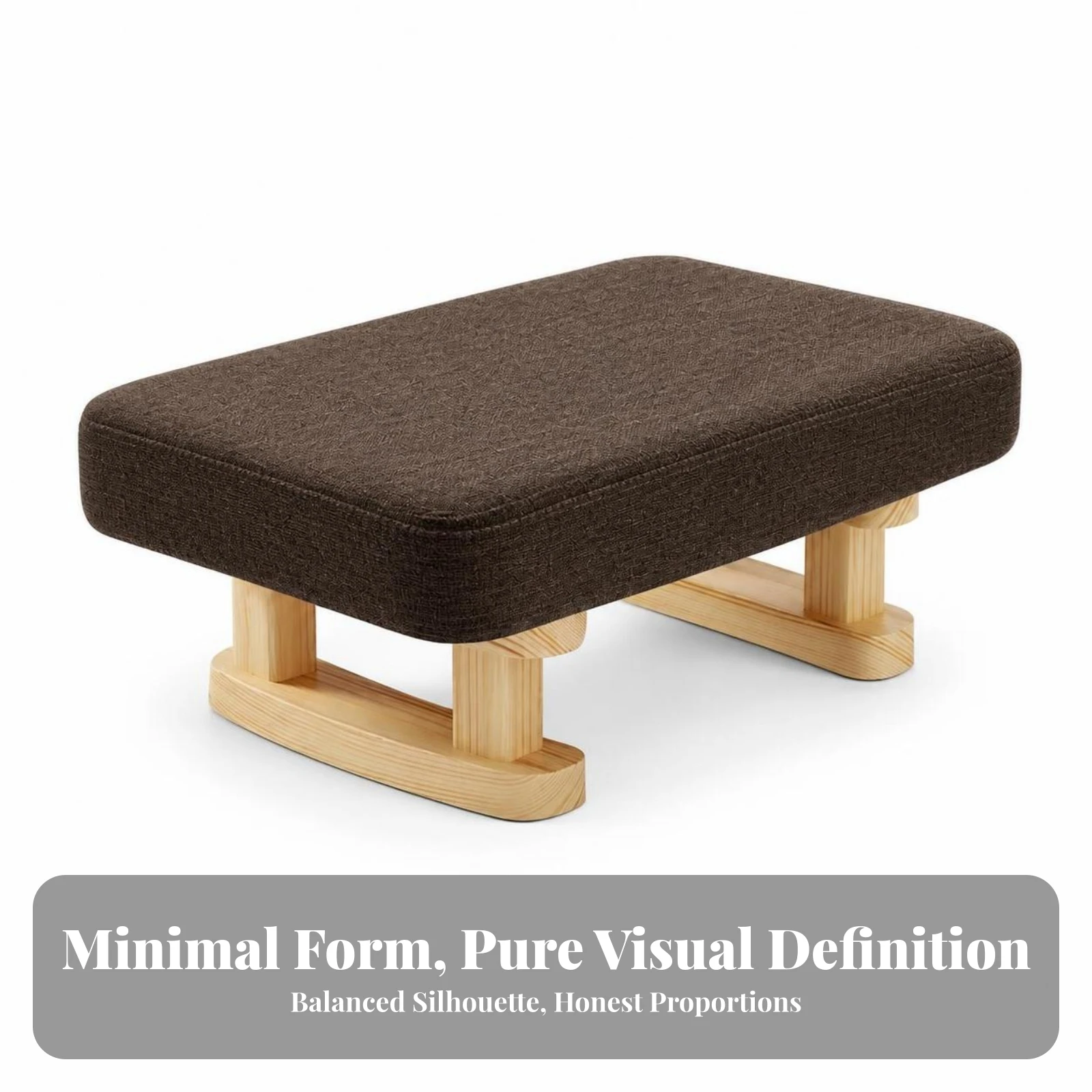 Wooden Stool with Padded Seat Multi-Purpose Low Stool Footrest Comfortable Footstool Natural for Living Room, Entryway