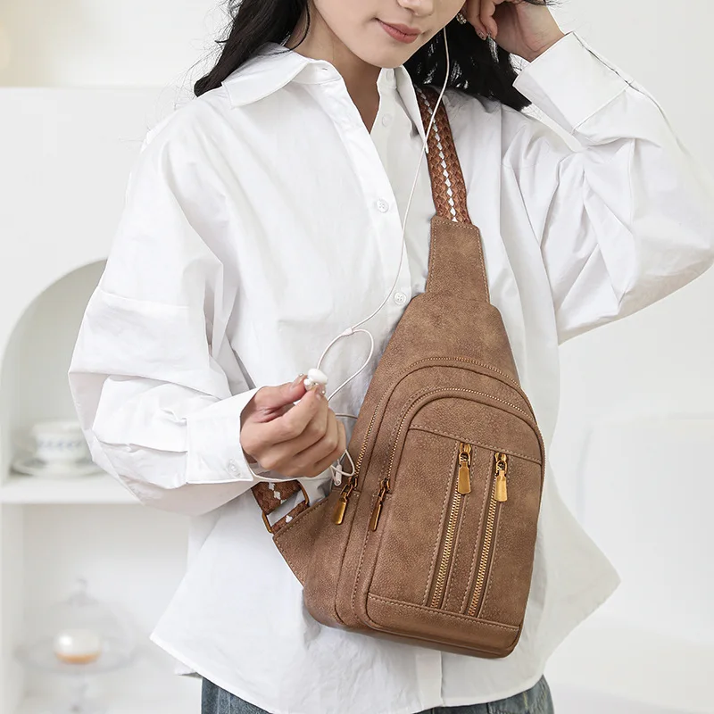Multi Functional Chest Bag With Earphone Hole Women Backpack Female Sling Messenger Travel Waist Crossbody Bag Girl Back Pack