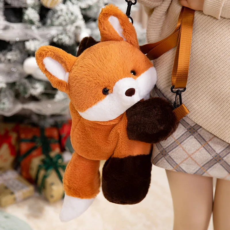 50cm adorável dos desenhos animados anime raposa pequeno panda bonecas de pelúcia mochila bonito brinquedos animais sacos de pelúcia presentes de aniversário das crianças