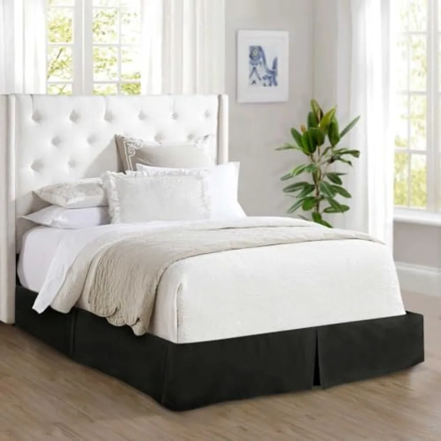 

1500 Premier Wrinkle and Fade Resistant Hotel Quality Bed Skirt/Dust Ruffle - Pleated Tailored 14inch Drop, Twin, Black