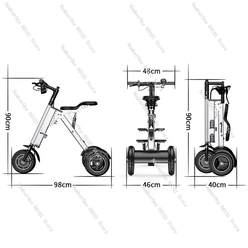350W Lightweight folding electric scooter two parents and children,fashionable portable mini three-wheeled scooter with children