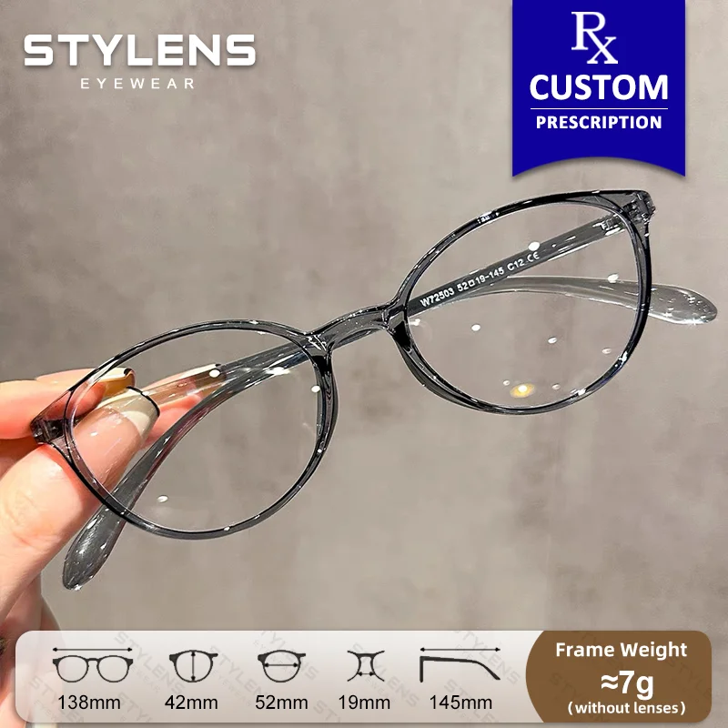 STYLENS Nouvelles Lunettes de Myopie Super Légères pour Femmes, Anti-Lumière Bleue, Confortables pour la Lecture, Lunettes Progressives Personnalisées