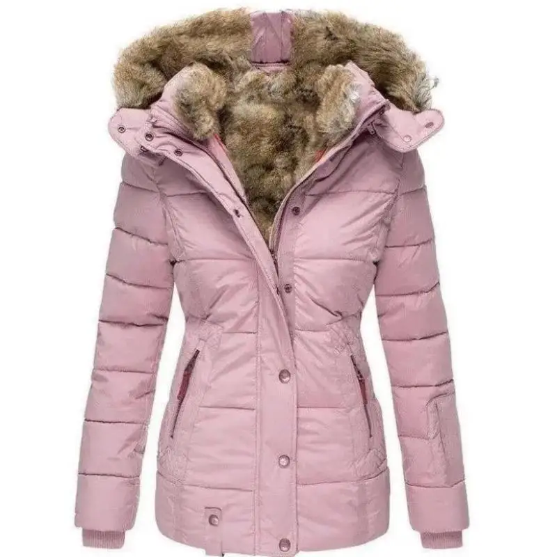 

Women's Wool Cotton Warm Collar Jaet New Sle Cross-Border Winter Coat Slim Fit Ci Walk Thin Nine Sve Length