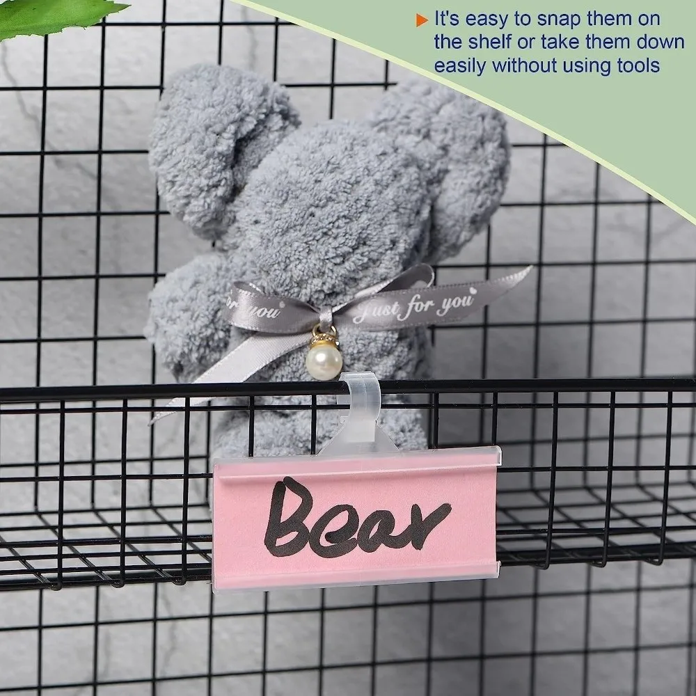 10Pcs Portable Plastic Price Tag Holder Translucent Snapon Lockon Label Holder Hanging Price Display Card Wire Shelf
