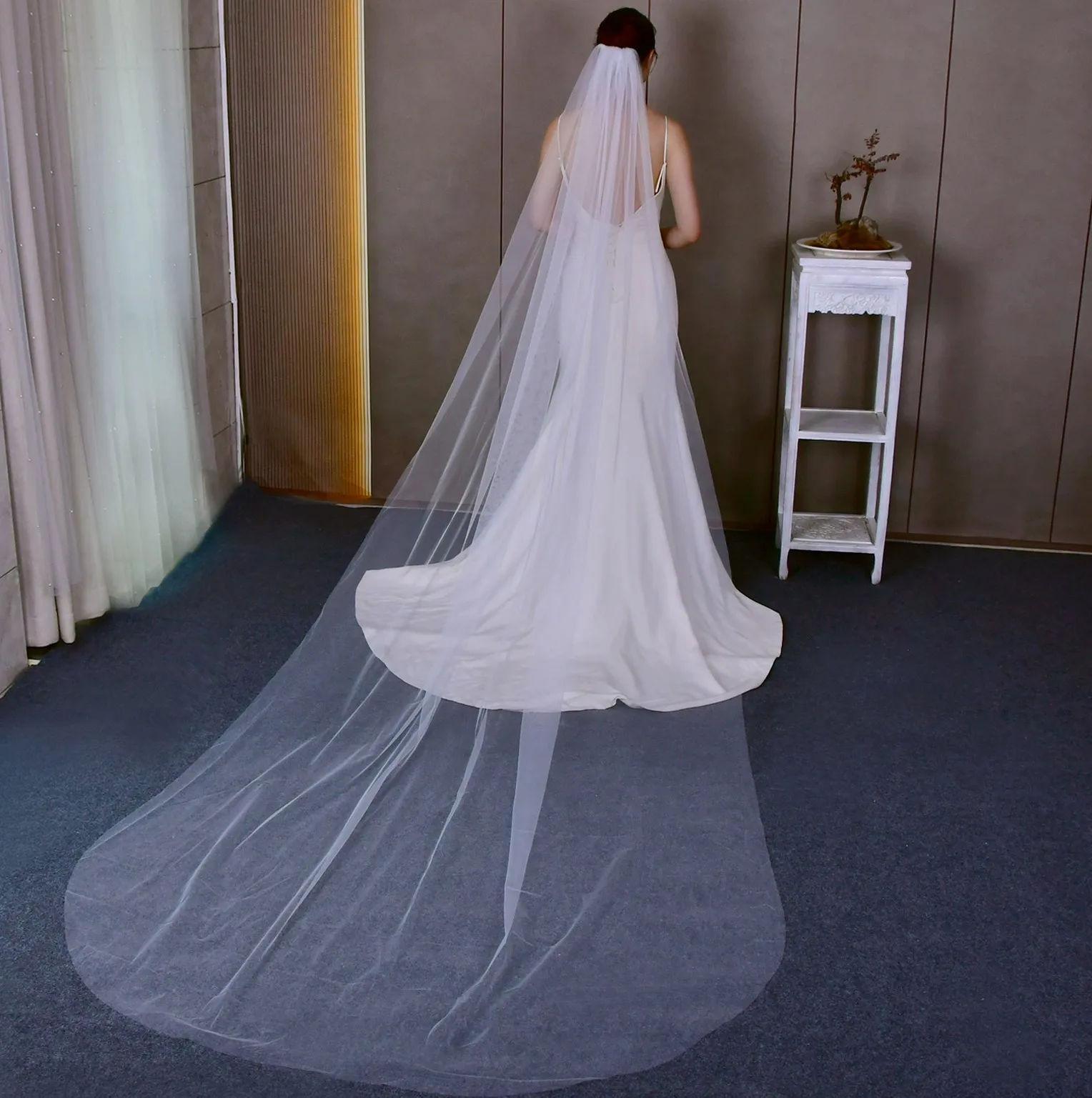 Extra Wide 160cm Plain Tulle Wedding Veil with Comb 1 Tier Minimalist Bridal Veil for Church Party Accessories G30 image 5