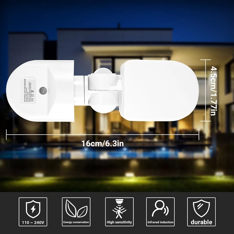 Infrarood Bewegingssensor AC110V-240V Instelbare Sensorschakelaar Voor Pir Body Motion Sensoren Voor Meerdere Scenario 'S (Wit)