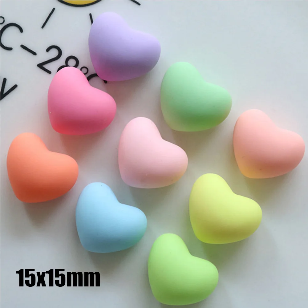 10PCS Colorful Love Hearts Resin Charms Resin Flatback Pendant Charm DIY Hairpin Keychain Jewelry Making  Decoration Accessories