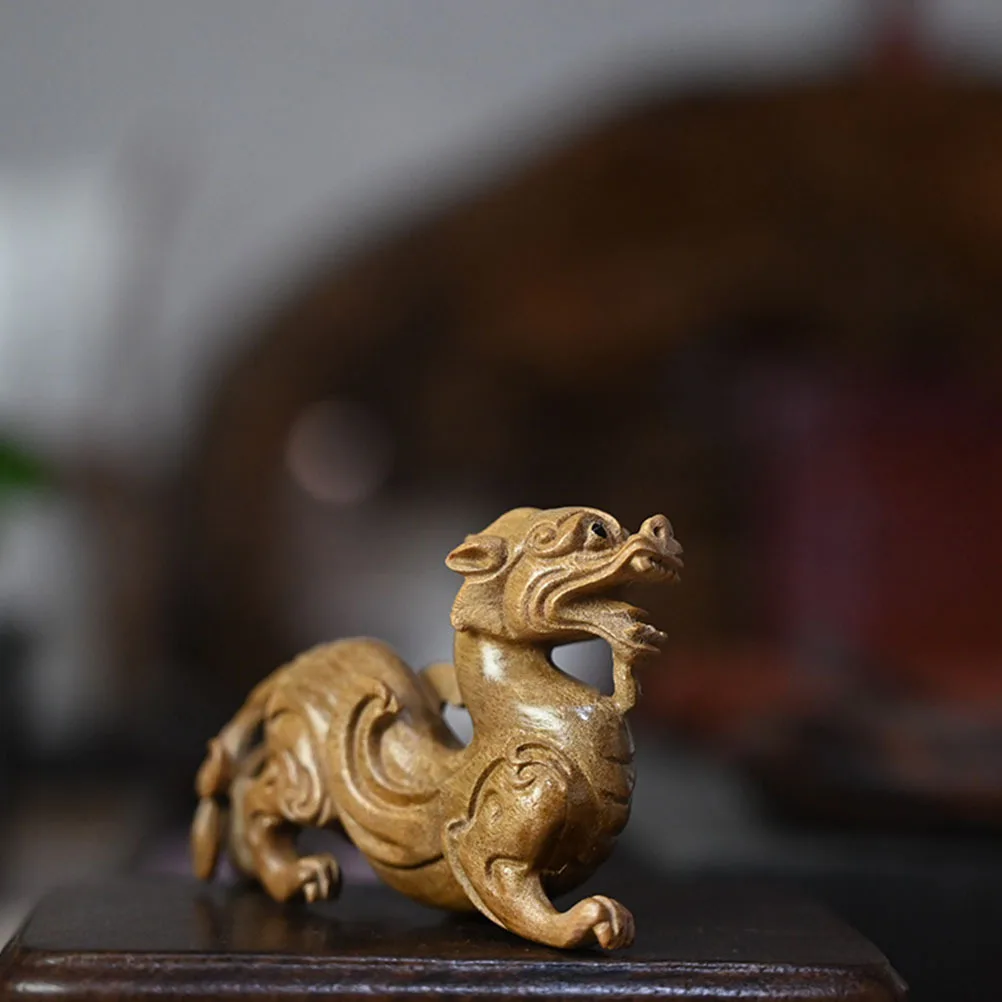 

Classic Pixiu Wooden Craft Ornament Home Office Desktop Decor Fine Texture Wooden Pixiu Adornment Home Adornment