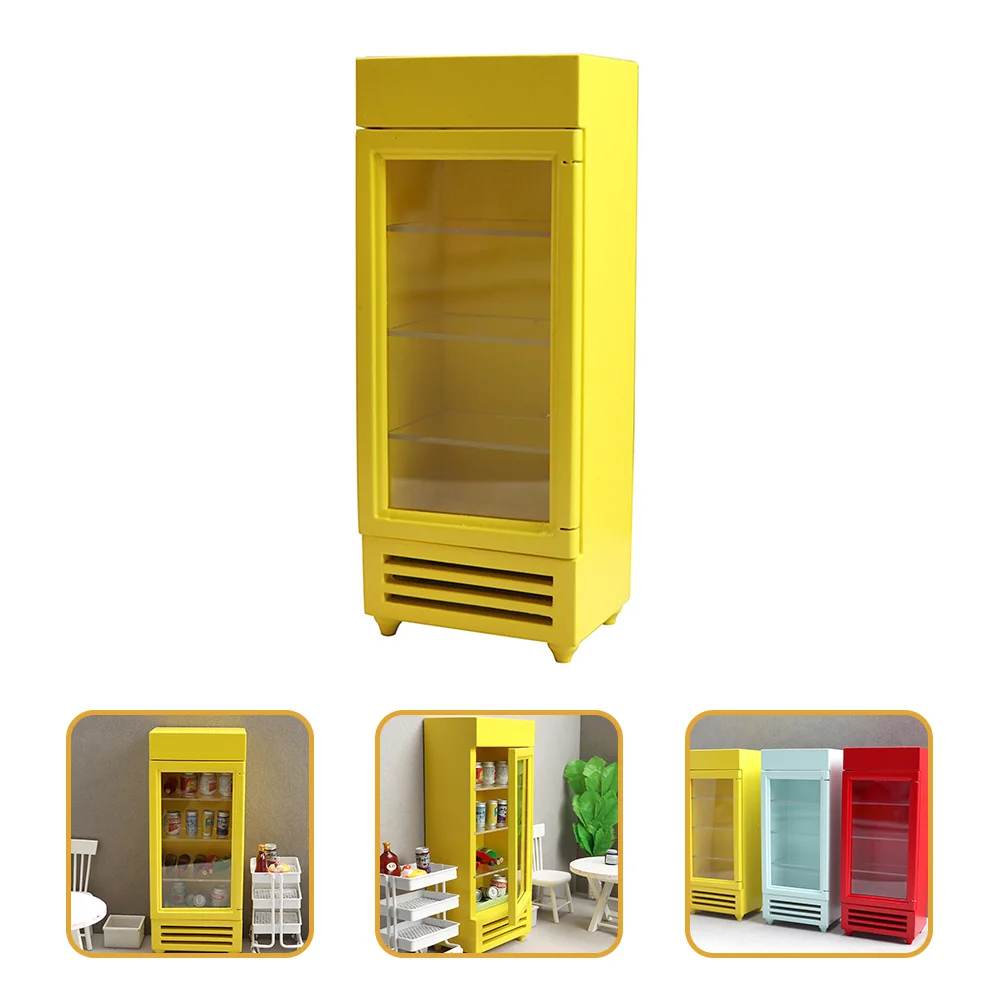 

Mini Simulated Refrigerator Beverage Miniature Fridge Ornament Scale Furniture Toy Decoration Wood House Model