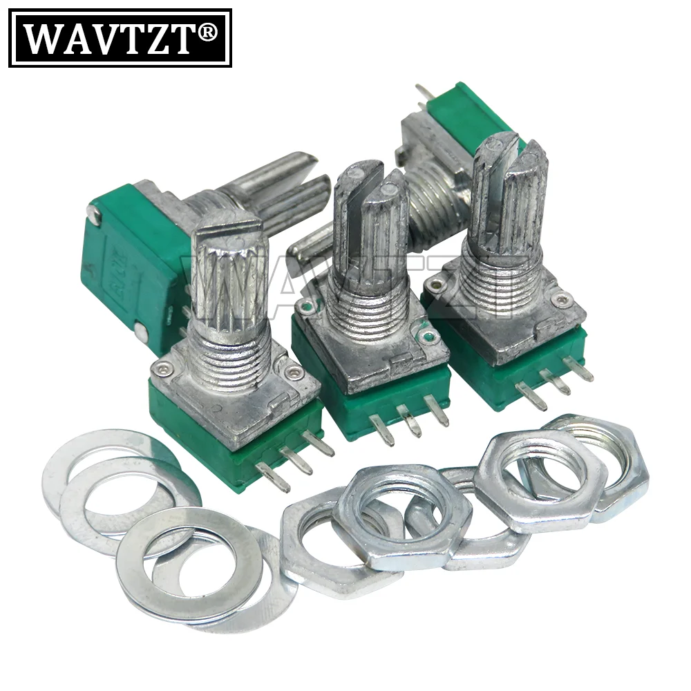 2PCS 3Pin RK097N 5K 10K 20K 50K 100K 500K B5K With A Switch Audio Shaft 15mm Amplifier Sealing Potentiometer