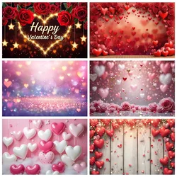 MOON.QG February 14 Valentines Day Background Women Birthday Heart Love Rose Draping Fabric Backdrop Pink Curtain Shooting Props
