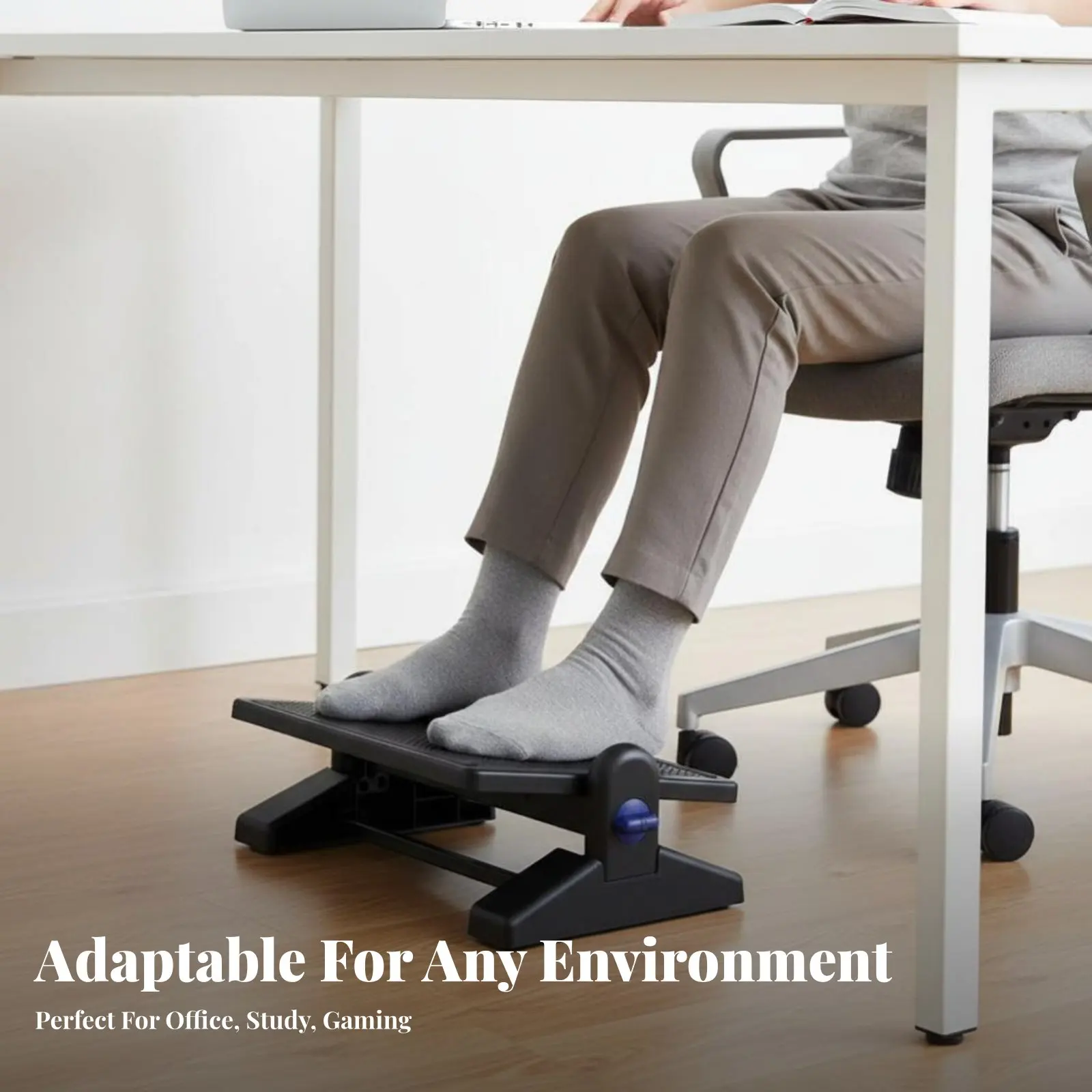 Adjustable Beneath-desk Footrest Improves Posture Massaging Foot Surface Sturdy Construction Portable For Students JJ1744