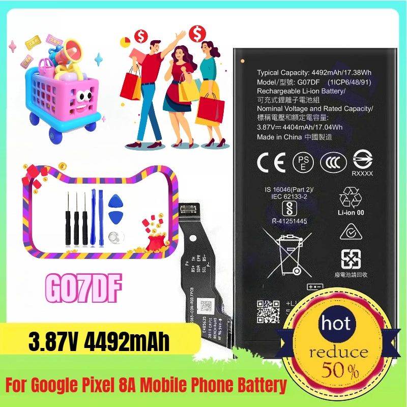 

G07DF Suitable for Google Pixel 8A with A Large-capacity 4492mAh Mobile Phone Battery