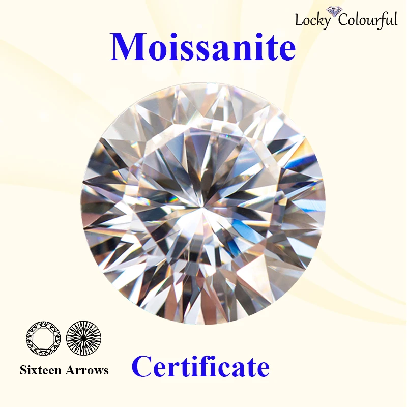 

Moissanite Round Shape Sixteen Arrows D Color VVS1 Beads for Charms DIY Jewelry Making Necklace Materials with GRA Certificate