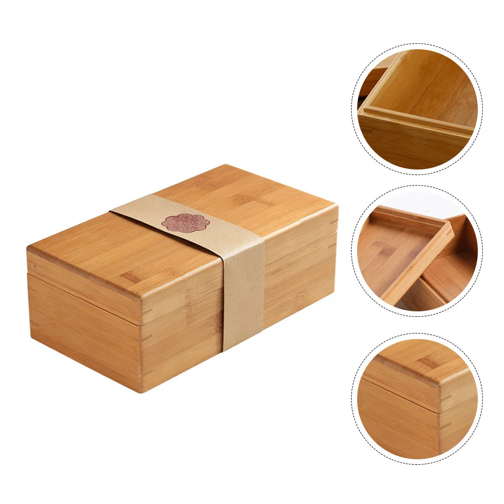 1pc High Grade Tea Box Bamboo Tea Holder Wooden Tea-leaf Container (Khaki) Wooden Box High Grade Gift Box