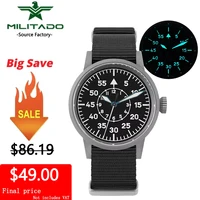 Reloj de cuarzo militado ML10 VH31 segundo movimiento de barrido 316L revestimiento arenado zafiro BGW9 luminoso 100m reloj impermeable