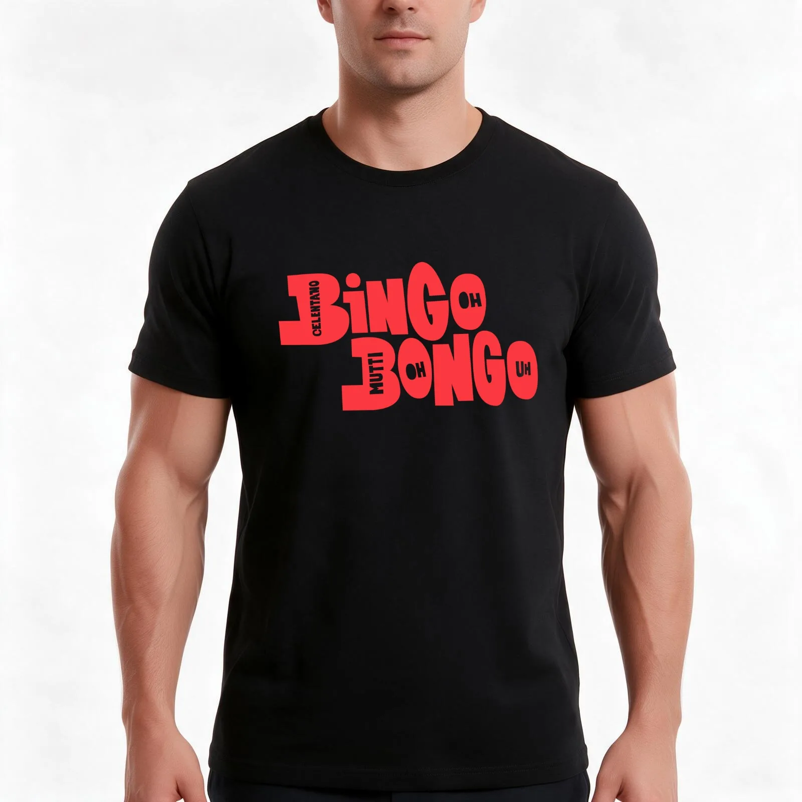 Adriano Celentano - Bingo Bongo - Ornella Mutti T-Shirt, Summer Casual Cotton Tee, Oversized Streetwear Tops, Unisex Men Women