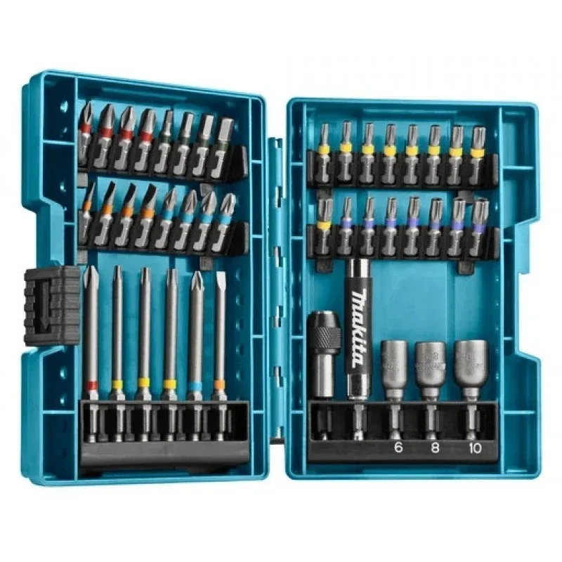MAKITA B-55697 jeu d'embouts de vis de couleur 43 pièces pilote en métal à clapet c-forme et e-forme accessoires pour outils électriques