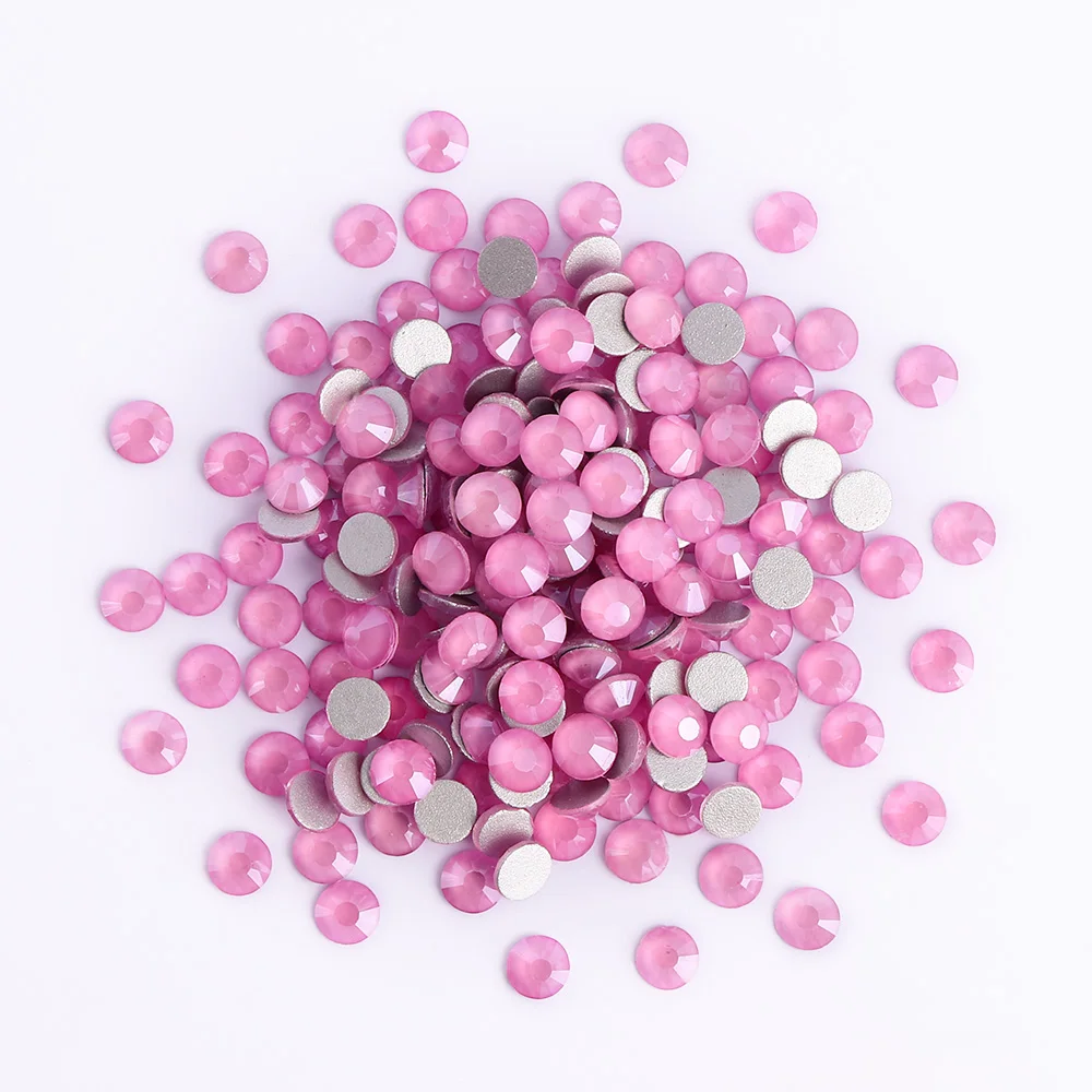 คริสตัลแก้วโมคาซีรีส์ แบบไม่ใช้ความร้อน คริสตัลแบนหลังเรียบ กลิตเตอร์หลากขนาด สำหรับตกแต่งชุด เล็บ งานฝีมือ DIY