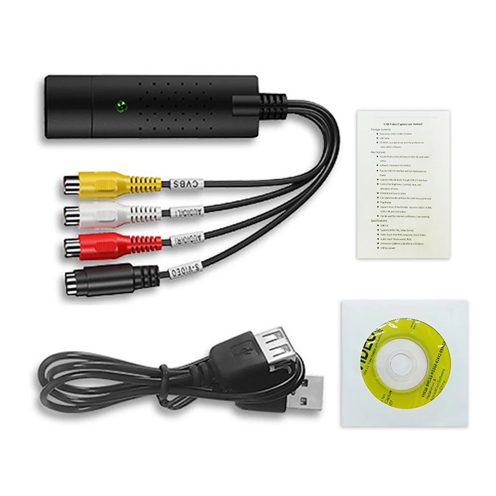 VHS to Digital Converter USB 2.0 Video Converter Audio Capture Card VHS Box VHS VCR TV to Digital Converter Support Win 7/8/10