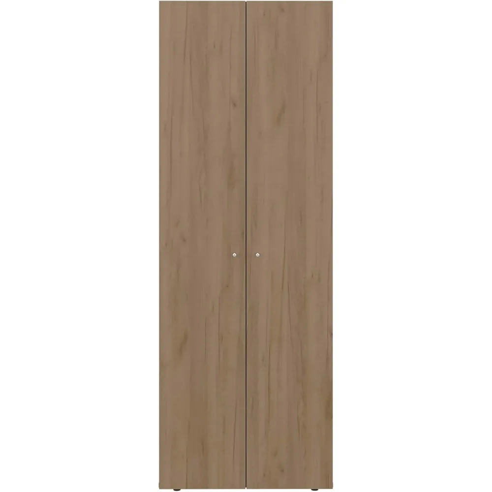 Armario moderno de madera de ingeniería con 2 puertas y 4 estantes - Gabinete de almacenamiento para dormitorio de roble natural y blanco para una vida organizada