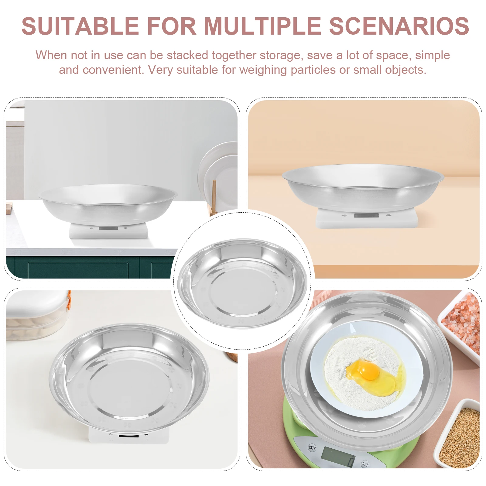 Stainless Steel Scale Tray for Electronic Kitchen Use 6ft Scaffold Boards Measuring Powder Dish Weighting Pans Stackable Pan