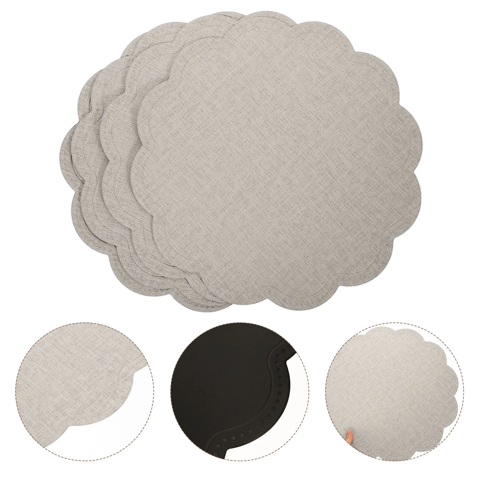

4pcs Placemat For Dining Anti-Slip Heat Resistant Pu Flower Shape Oilproof Table Mat Restaurant Hotel Home Party Buffet