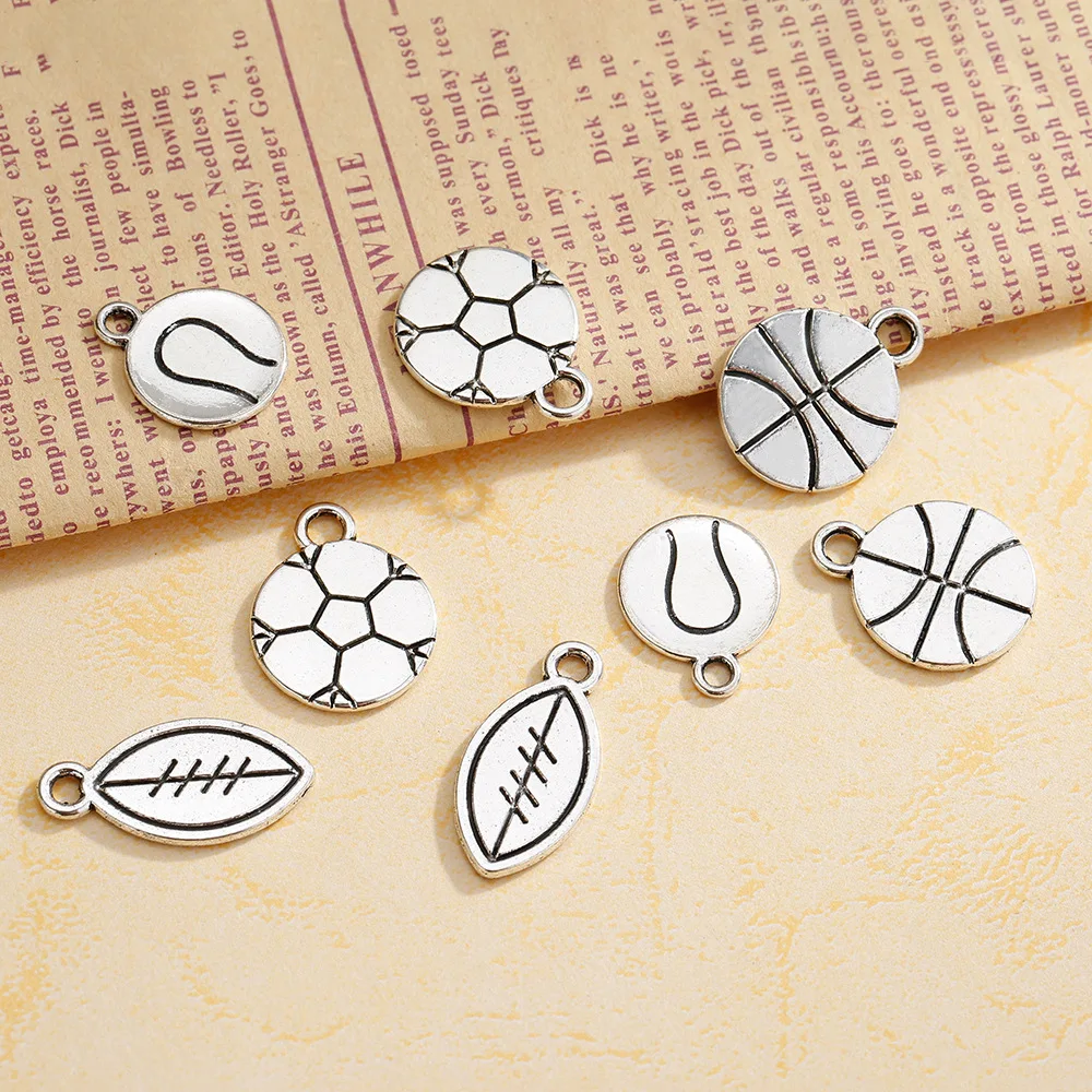 

Alloy rugby antique silver DIY jewelry accessories, basketball and football jewelry pendants