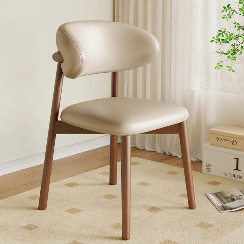 

Nordic Dining Chair Minimalist Solid Wood Italian Light Luxury Designer Backrest Small Space Armchair Dining Chairs Meuble