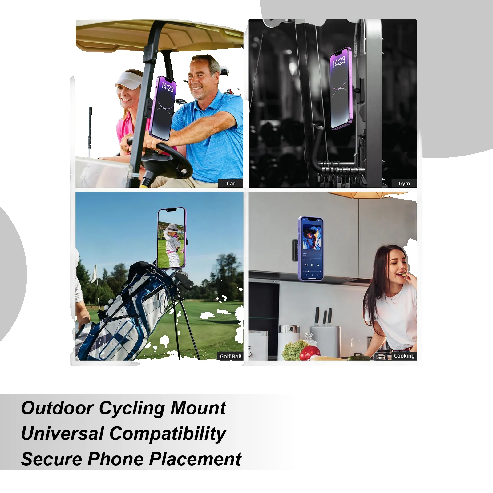 Golf Cart Phone Holder 17mm 360 Degree Adjustable Yoga Accessories Universal Magnetic Stand for Gym Car Home Office Travel Truck