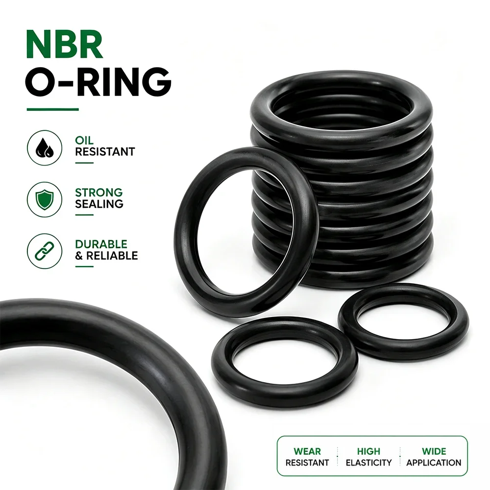 Black CS 0.5mm  20/50/100Pcs Nitrile Butadiene Rubber NBR O-Ring Oil Resistant Wear Resistance Sealing for Mechanical Equipment