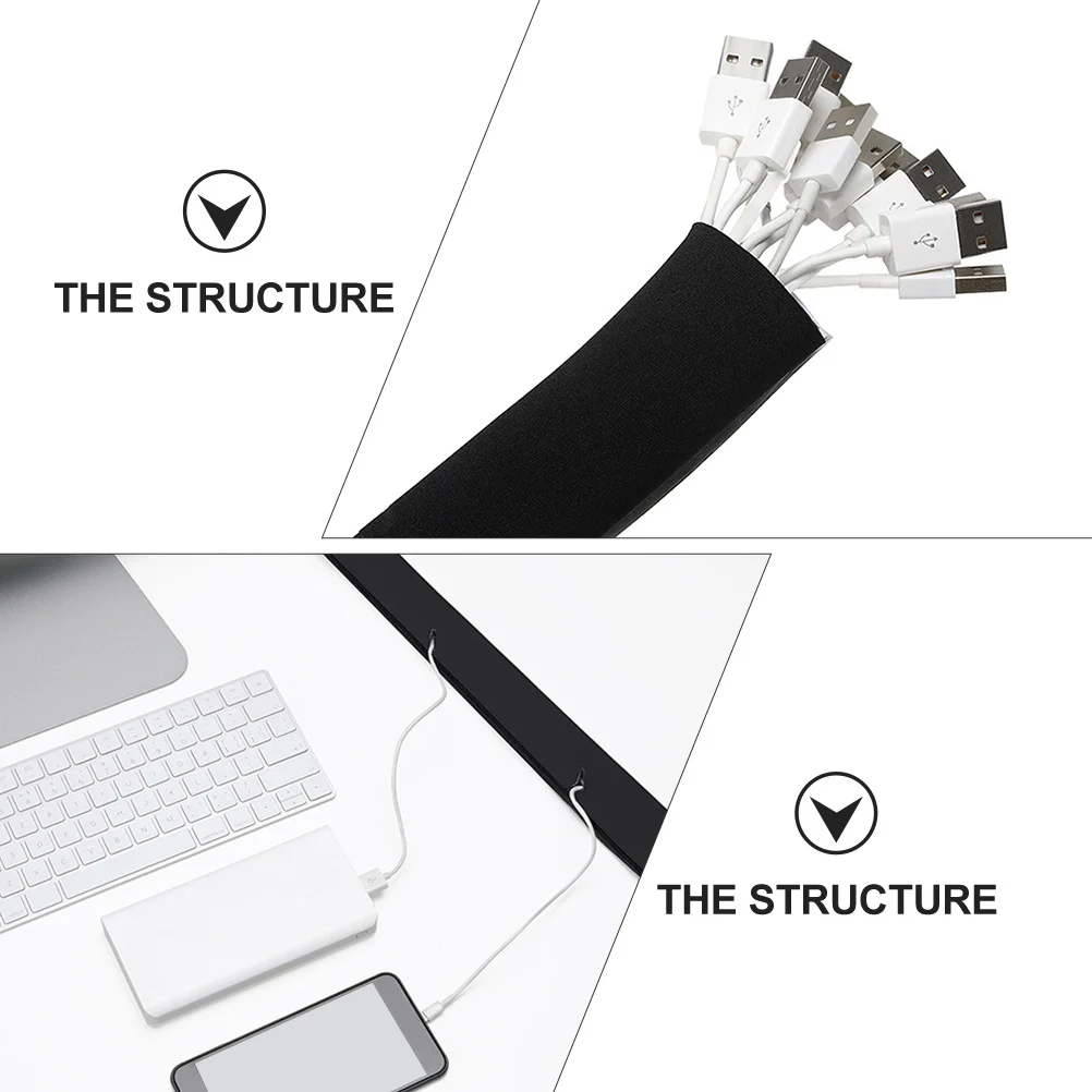 

2 Rolls 1M Neoprene Cord Organizer Sleeve Hook and Loop Cable Management Wrap for High Capacity Wire Storage Cable Organizer