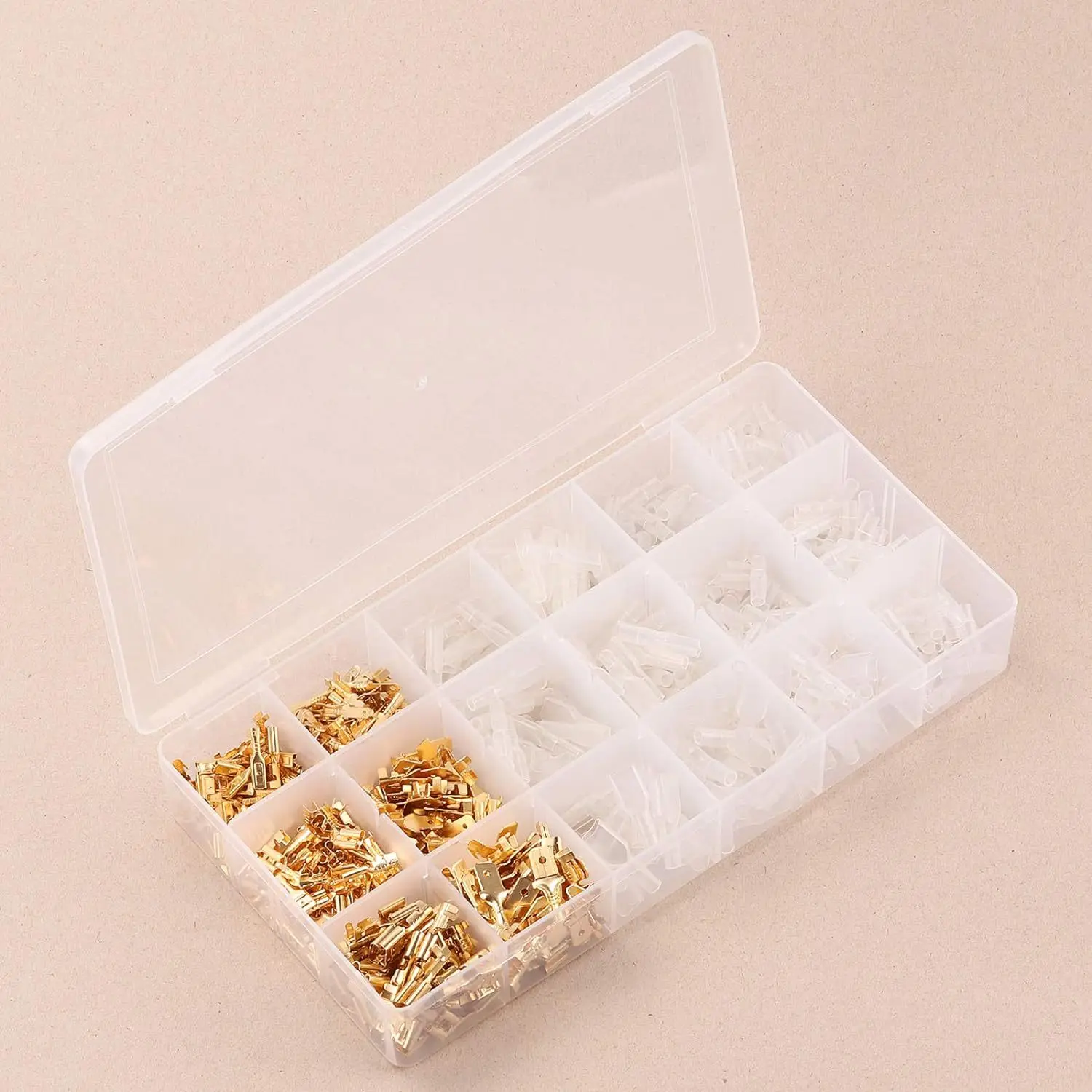 ขายส่ง600ชิ้นชนิดบรรจุกล่องฤดูใบไม้ผลิใบขั้วทองแดงดีบุกชุบเปลือยขั้วฤดูใบไม้ผลิสีทอง